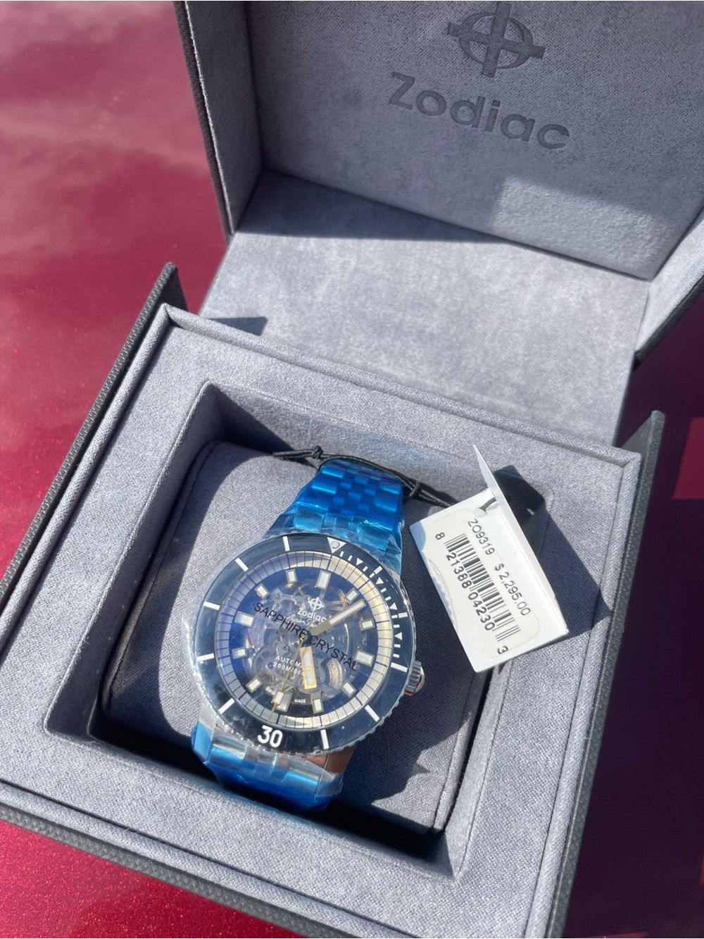 Zodiac Super Sea Wolf Auto Skeleton Dial Black Bezel Steel Bracelet Watch ZO9319